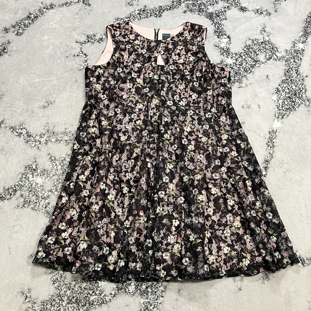 Gabby Skye Floral Lace Dress Womens 18W Cold Shoulder Keyhole Fit Flare
